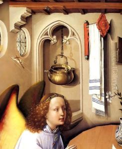 Annunciation Triptych, central panel, detail by Robert Campin