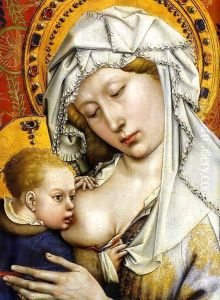 Madonna and Child, detail by Robert Campin
