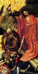 Triptych with the Entombment of Christ, right wing, detail by Robert Campin