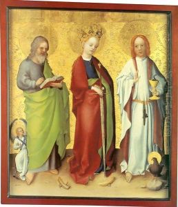 Saints Matthew, Catherine of Alexandria and John the Evangelist by Stefan Lochner