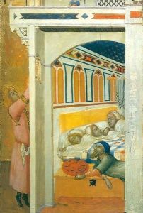 Saint Nicolas giving the Poor Girls their Dowry 2 by Ambrogio Lorenzetti