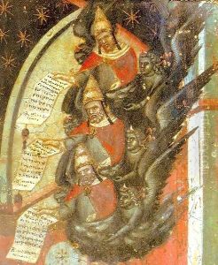 Carmine Altarpiece Pope John XXII Approving the Carmelite Rule detail