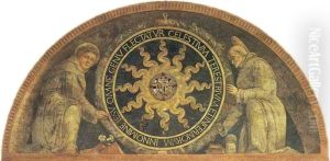 Monogram of Christ with Saint Antony and Saint Bernard by Andrea Mantegna
