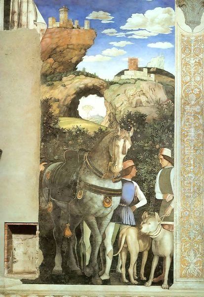 Servants with a Horse and Dogs - view 1