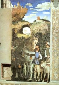 Servants with a Horse and Dogs