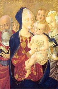 Madonna and Child with Saint Jerome, Saint Catherine of Alexandria and Two Angels by Matteo Di Giovanni