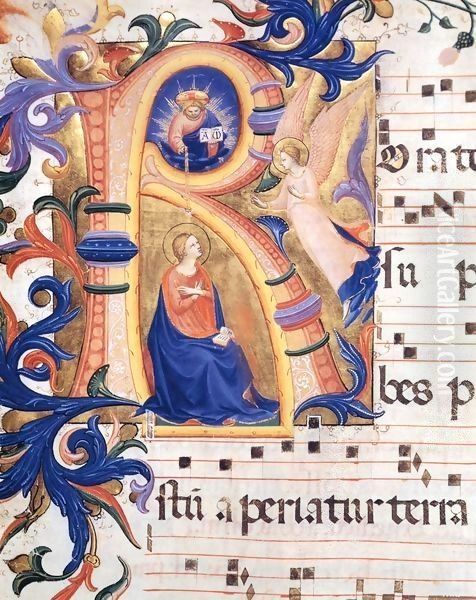 The Annunciation in an Initial R - view 1