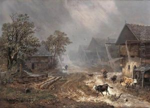 Rain Shower in Patenkirchen by Heinrich Burkel