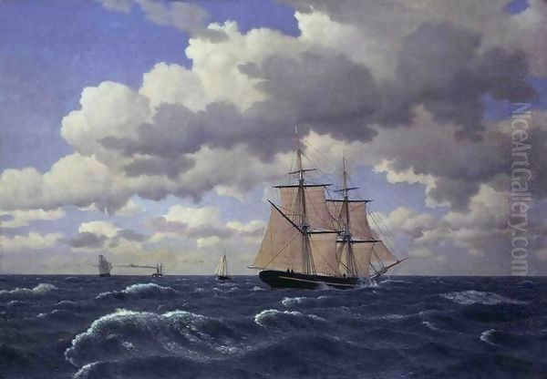A Brig under Sail in Fair Weather - view 1