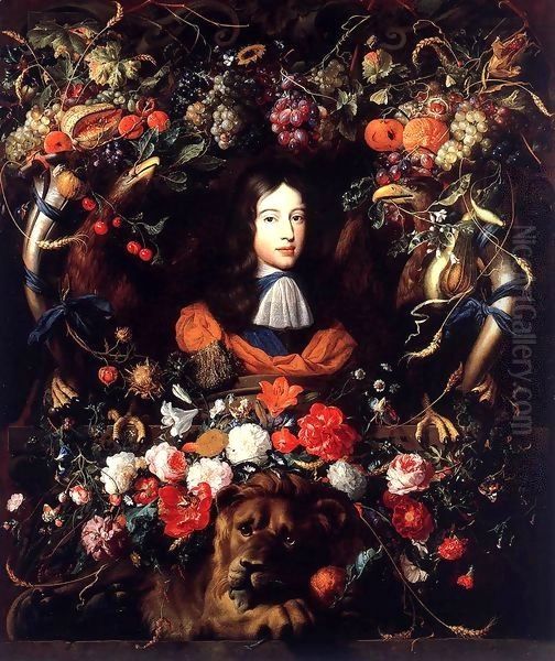 Garland of Flowers and Fruit with the Portrait of Prince William III of Orange - view 1