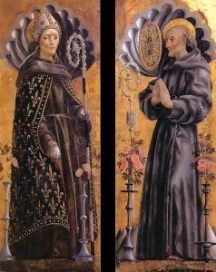 St Louis of Toulouse; St Bernardino of Siena by Michele Pannonio