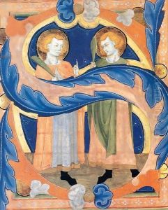 Two Martyr Saints in an Initial S by Italian Miniaturist