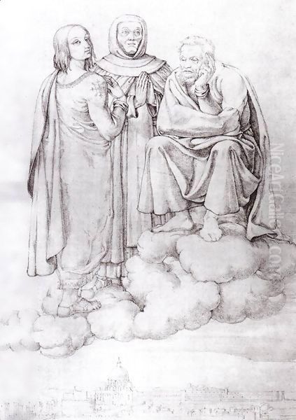 Raphael, Fra Angelico and Michelangelo over Rome - view 1