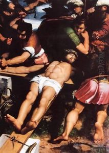 Nailing of Christ to the Cross by Callisto Piazza Da Lodi