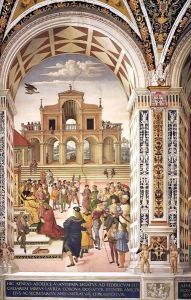 No. 3 Frederick III Crowning Enea Silvio Piccolomini with a Laurel Wreath by Bernardino di Betto (Pinturicchio)