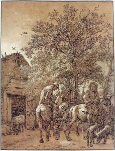 Horsemen near a Barn