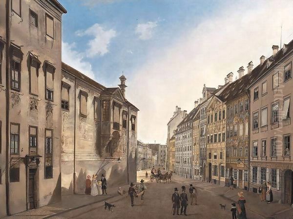 Residenzstrasse Looking Towards Max-Joseph-Platz in 1826 - view 1
