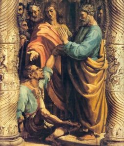 Healing of the Lame Man (detail) by Raphael