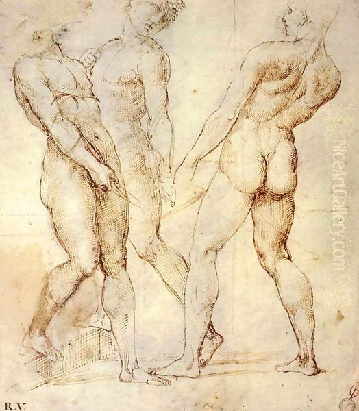 Study of Three Nude Bearers - view 1
