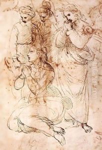 Study of Mourning Figures by Raphael