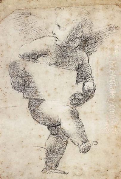 Winged Putto with Cartello - view 1