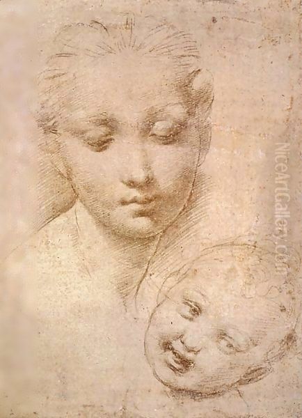 Study of Heads, Mother and Child - view 1