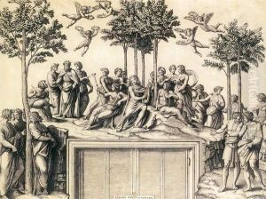 Apollo on the Parnassus by Marcantonio Raimondi