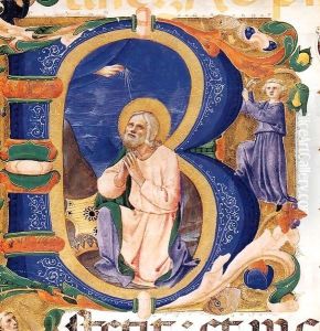 Initial B with David in Prayer Initial B with David in Prayer