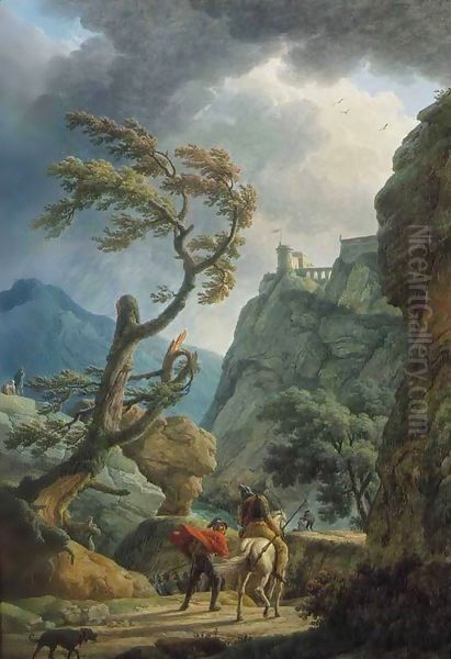 Soldiers in a Mountain Gorge, with a Storm - view 1