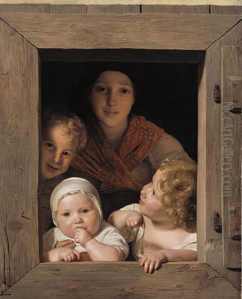 Young Peasant Woman with Three Children at the Window - view 1