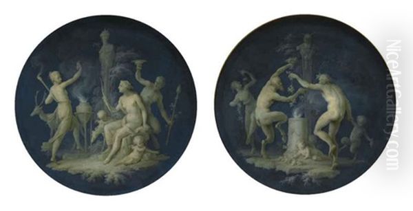 Satyrs And Fauns Dancing Before A Shrine (+ Diana In A Landscape With The Attributes Of Hunting And Dancing Figures; Pair) - view 1