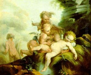 Spielende Putten, Allegorie Des Sommers by Dirk Van Der Aa