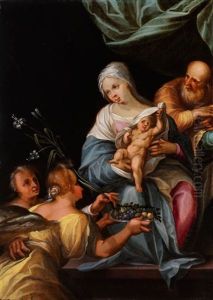 Madonna Mit Kind Und Engel by Hans Von Aachen