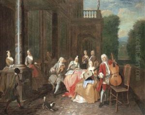A Musical Party On A Terrace by Hans Von Aachen
