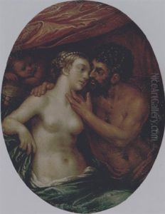 Mars, Venus And Cupid by Hans Von Aachen