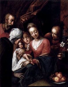 Die Heilige Familie Mit Zwei Engeln Und Der Heiligen Anna