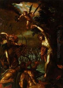 Das Martyrium Des Heiligen Sebastian, Modello Fur Die Michaelskirche In Munchen by Hans Von Aachen