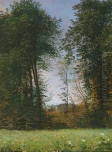 Forest Scenery With Large Trees by Carl Frederik Peder Aagaard