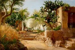 Italian Summer Day With A Family Gathered Around A Table At A Shadowy Place