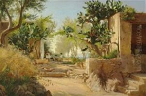 Summer Day With A Family Gathered Around A Table At A Shadowry Place by Carl Frederik Peder Aagaard