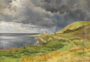 Niedergehender Schauer An Der Danischen Kuste by Carl Frederik Peder Aagaard