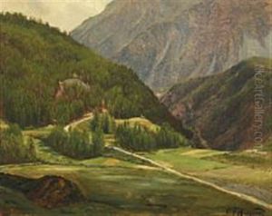 A Swiss Mountainscape by Carl Frederik Peder Aagaard