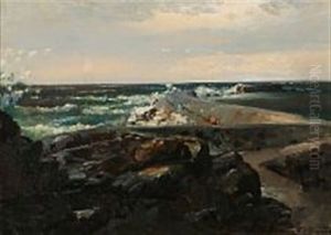 Storm Ved Den Svenske Kyst by Carl Frederik Peder Aagaard