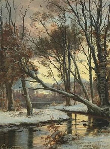 Wintry Landscape With A Stream - view 1