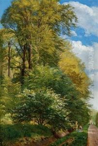 Two Children On A Path In The Woods by Carl Frederik Peder Aagaard