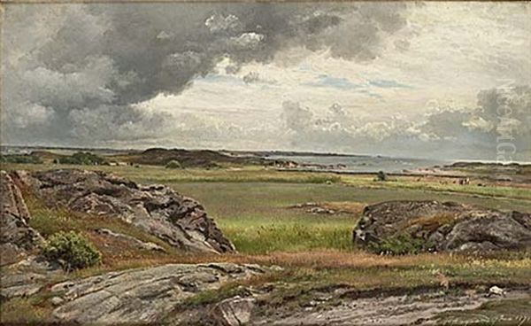 Soligt Kustlandskap Med Figurer - view 1