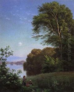 Children Gathering Flowers by Carl Frederik Peder Aagaard