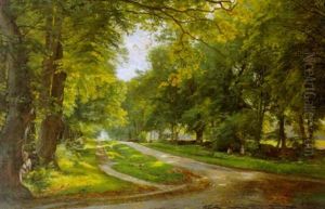 En Sommerdag, Skovparti Med Legende Born by Carl Frederik Peder Aagaard