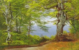 Parti Fra Liselund Pa Mon Med Udsigt Til Vand by Carl Frederik Peder Aagaard