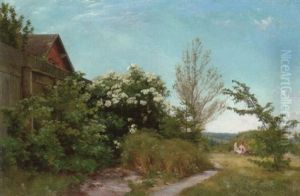 Sommerdag Med Blomstrende Hyld, Bornene Leger I Graesset by Carl Frederik Peder Aagaard